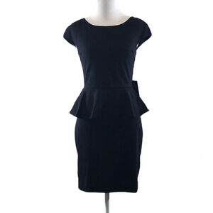 Express Black Peplum Mini Dress Womens 2 Cap‎ Sleeve Lace Open Back Career Date